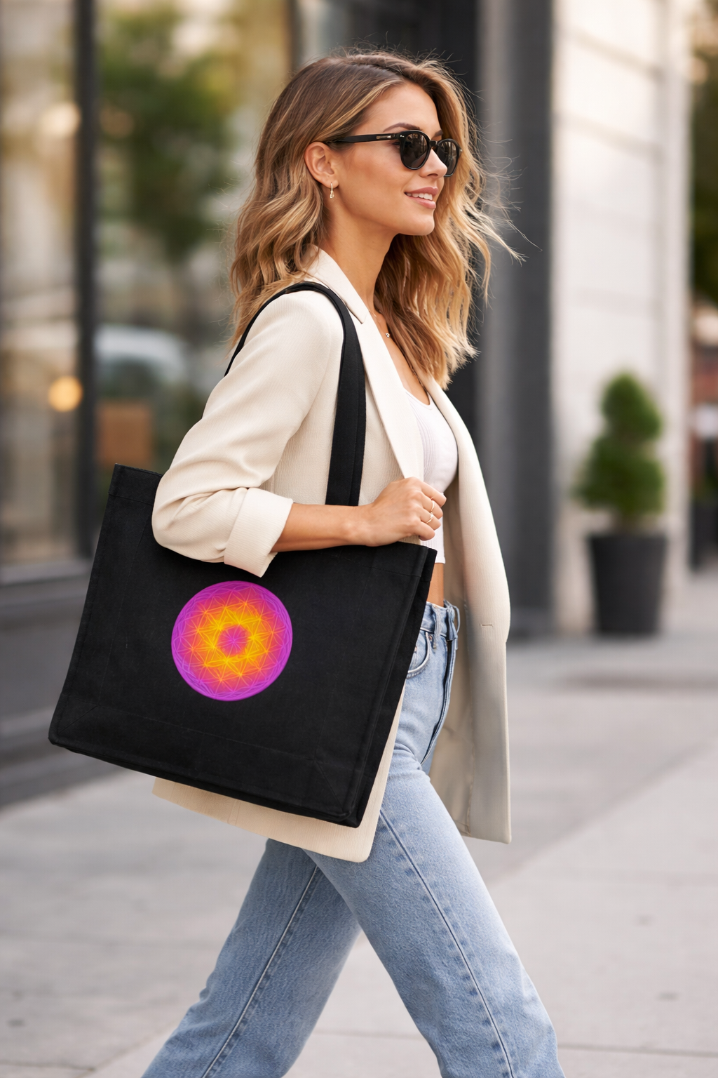 Collection Sac et MugAwake Quantum femme avec accessoires et mug décoré de symboles énergétiques
